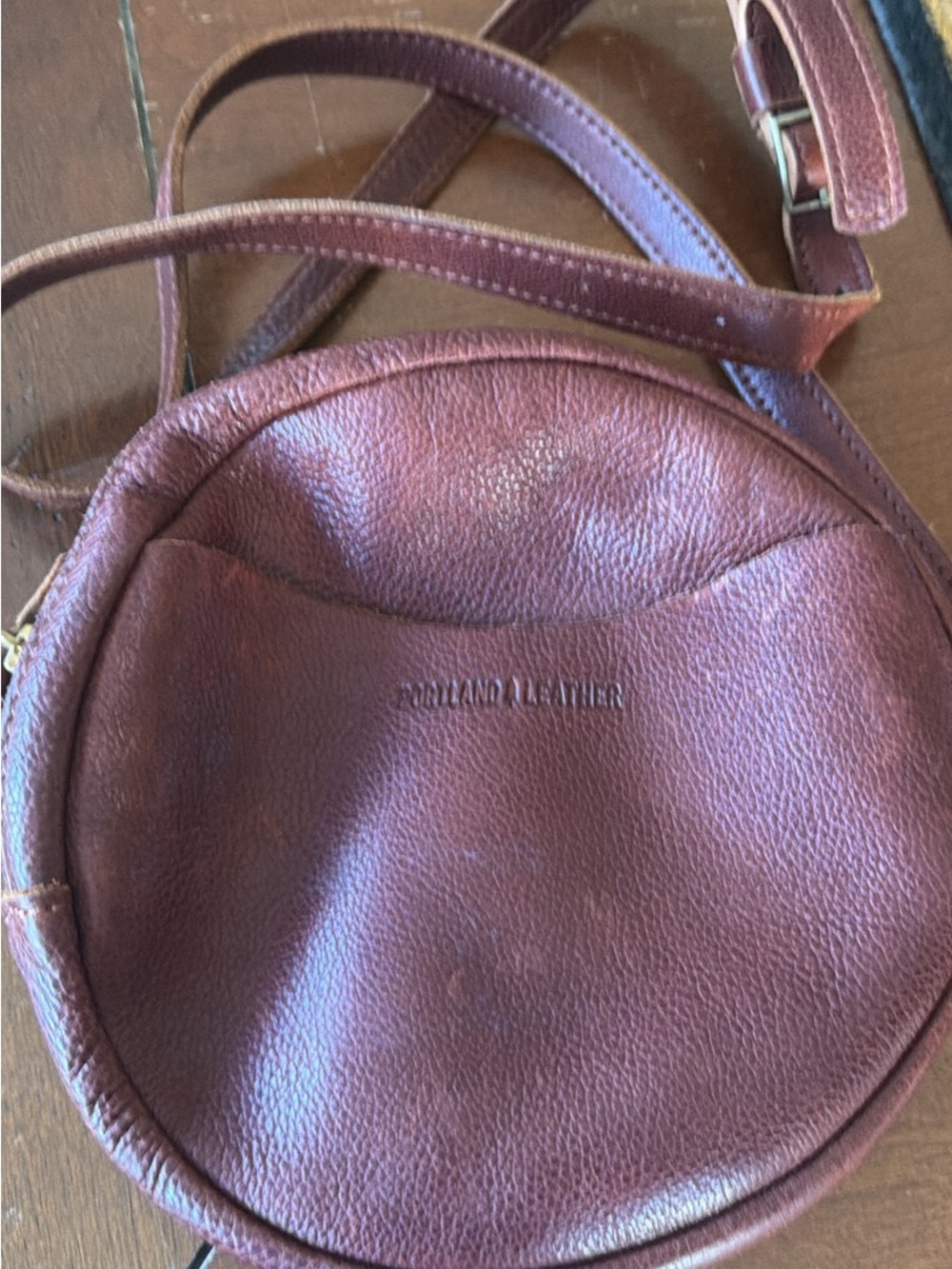 Portland Leather Wine Round Crossbody Bag